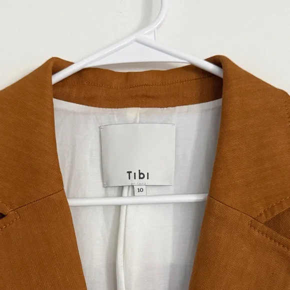Tibi linen cut-out blazer in cinnamon size 10 - Picture 2 of 6